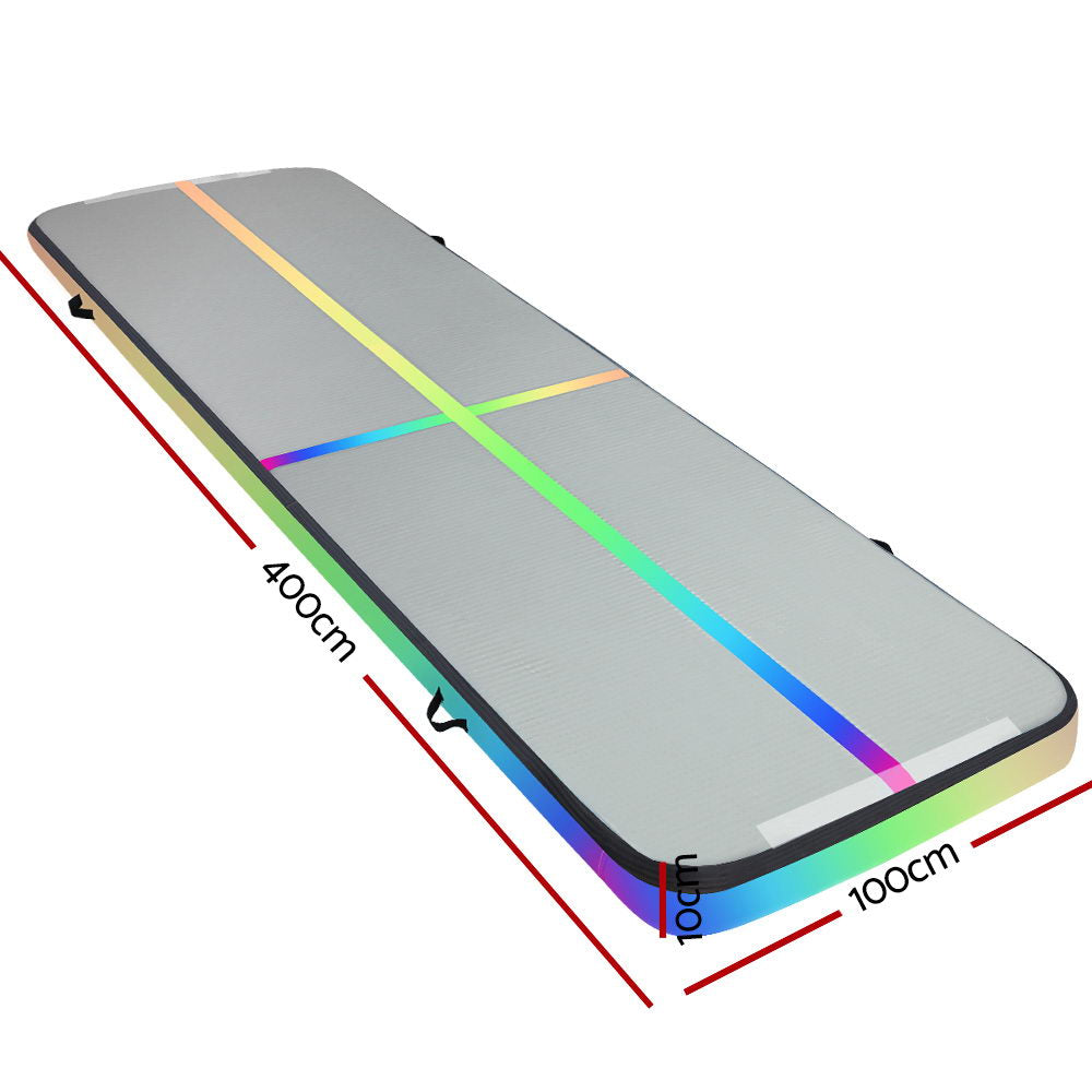 Everfit 4X1M Air Track Inflatable Tumbling Mat in vibrant colors, showcasing its durable fabric and anti-slip surface, ideal for gymnastics and cheerleading.