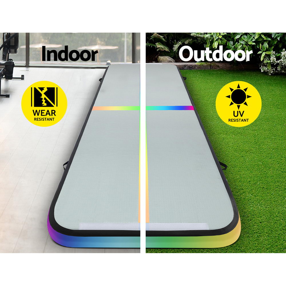 Everfit 4X1M Air Track Inflatable Tumbling Mat in vibrant colors, showcasing its durable fabric and anti-slip surface, ideal for gymnastics and cheerleading.