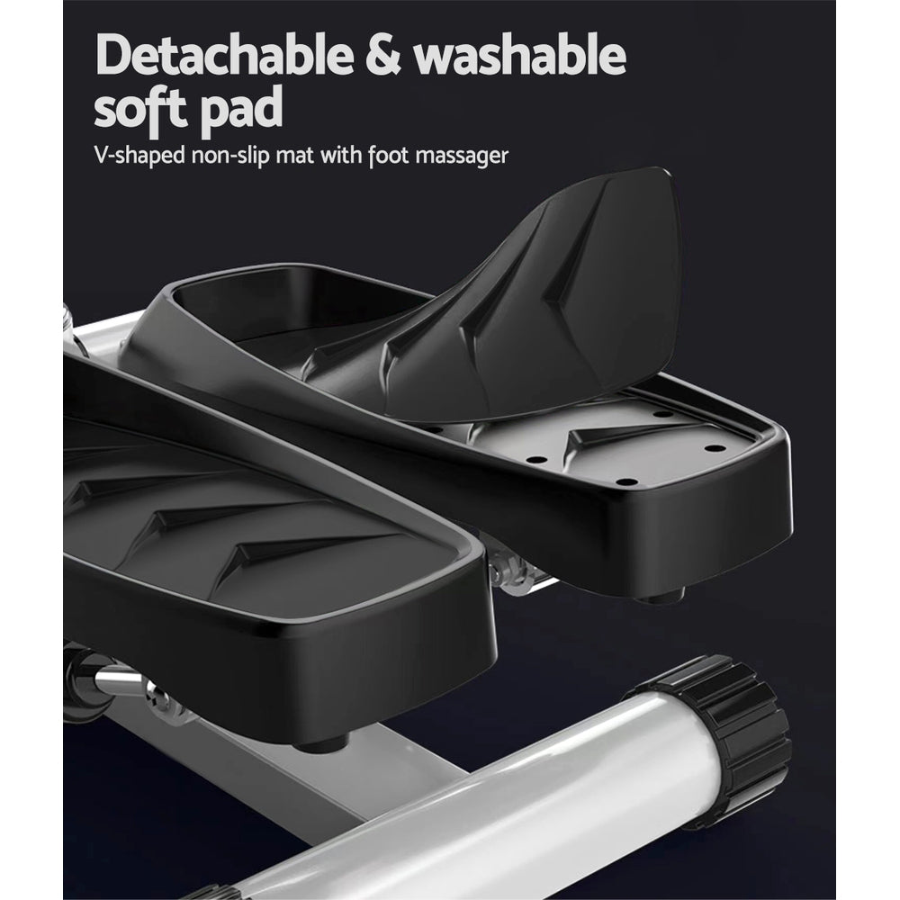 Everfit Mini Stepper with Resistance Rope, featuring anti-slip pedals and a compact design for home workouts.