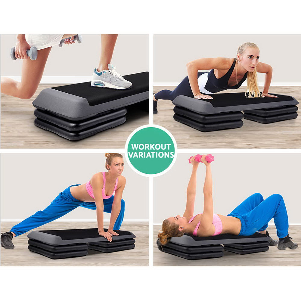 Everfit Set of 2 Aerobic Step Risers in black, designed for enhancing workout height and stability.