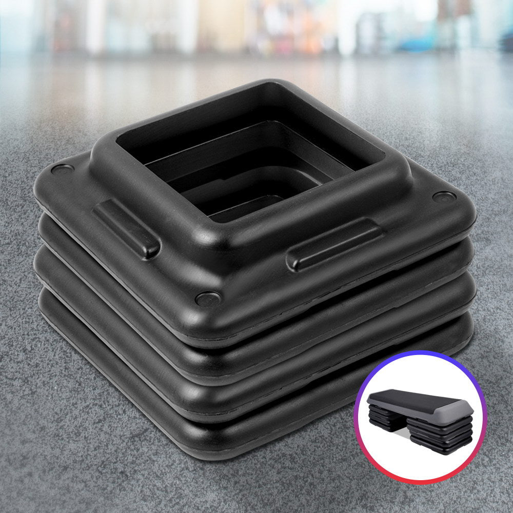 Everfit Set of 4 Aerobic Step Risers in black, designed for home workouts, featuring non-skid pads for safety and stability.