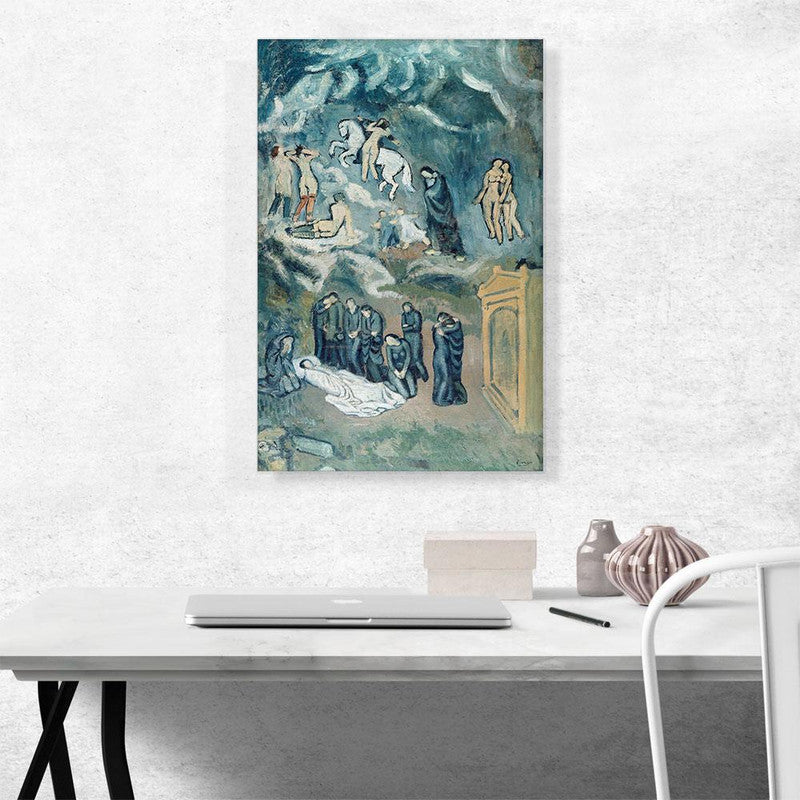 Evocation The Burial of Casagemas 1901 canvas artwork featuring modern art style with deep emotional themes.