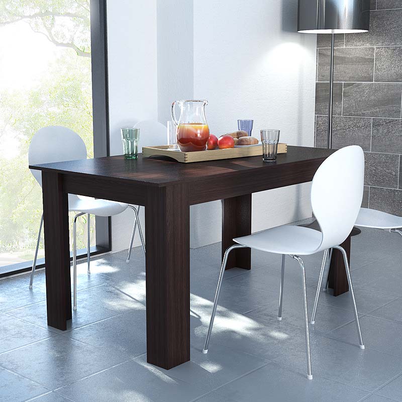 RASMUS Extending Dining Table in Wenge, showcasing its elegant design and extendable feature.