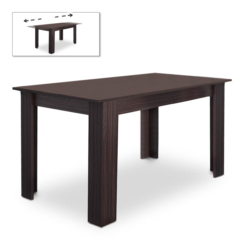RASMUS Extending Dining Table in Wenge, showcasing its elegant design and extendable feature.