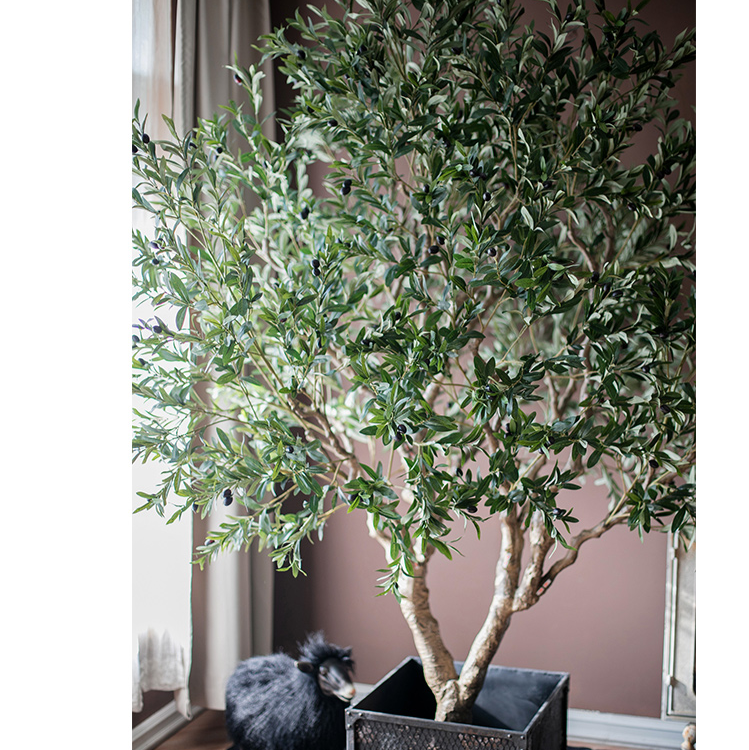 Extra Large Artificial Olive Tree standing 90 inches tall, featuring lush green leaves and a realistic design, perfect for home or office decor.