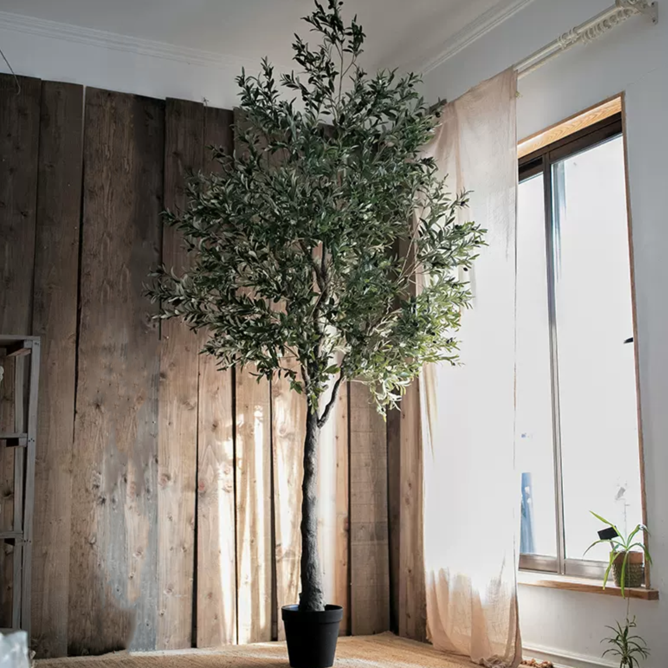 Extra Large Tall Olive Tree standing 118 inches tall, featuring lush green leaves and a realistic design, perfect for home or office decor.