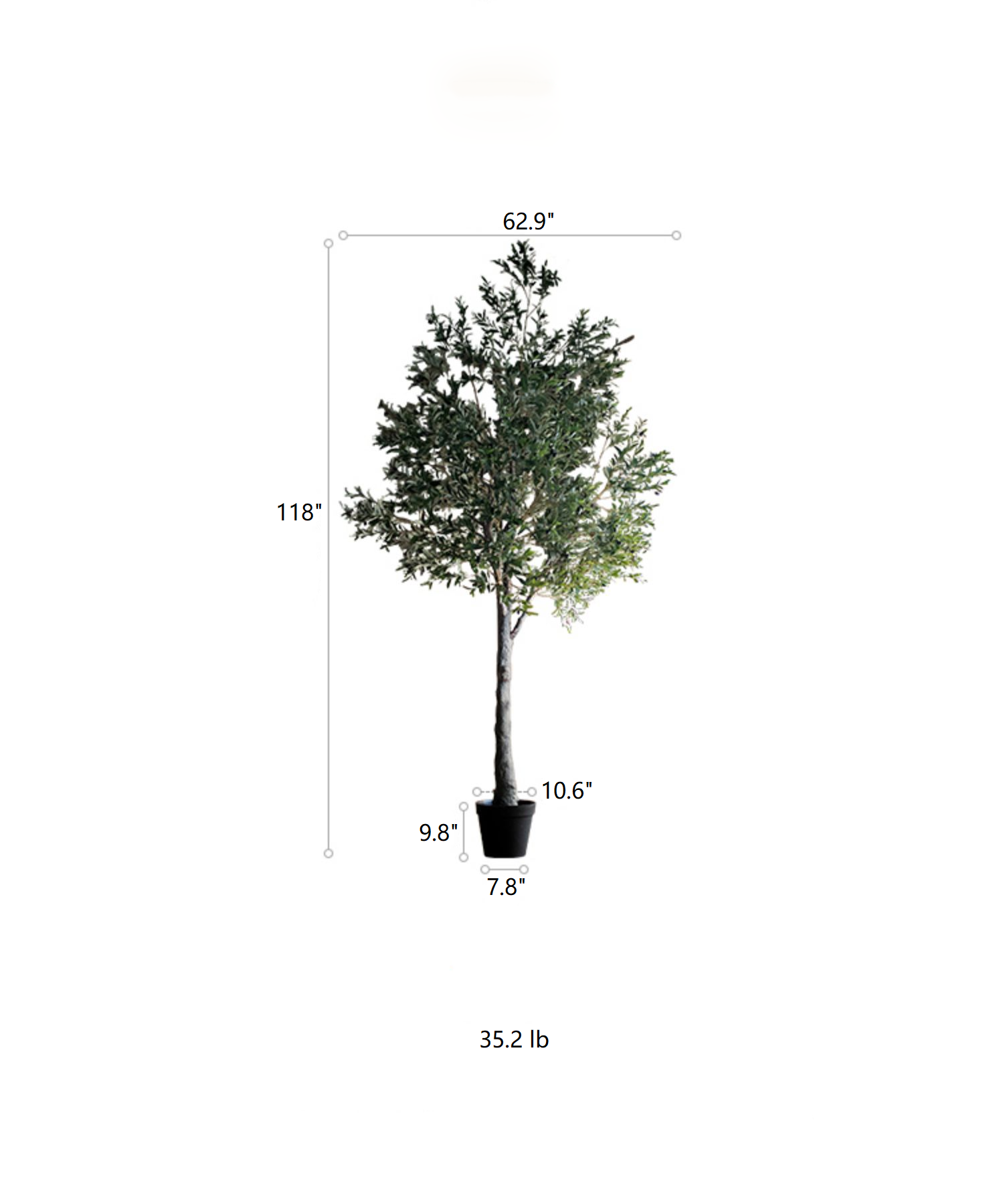 Extra Large Tall Olive Tree standing 118 inches tall, featuring lush green leaves and a realistic design, perfect for home or office decor.