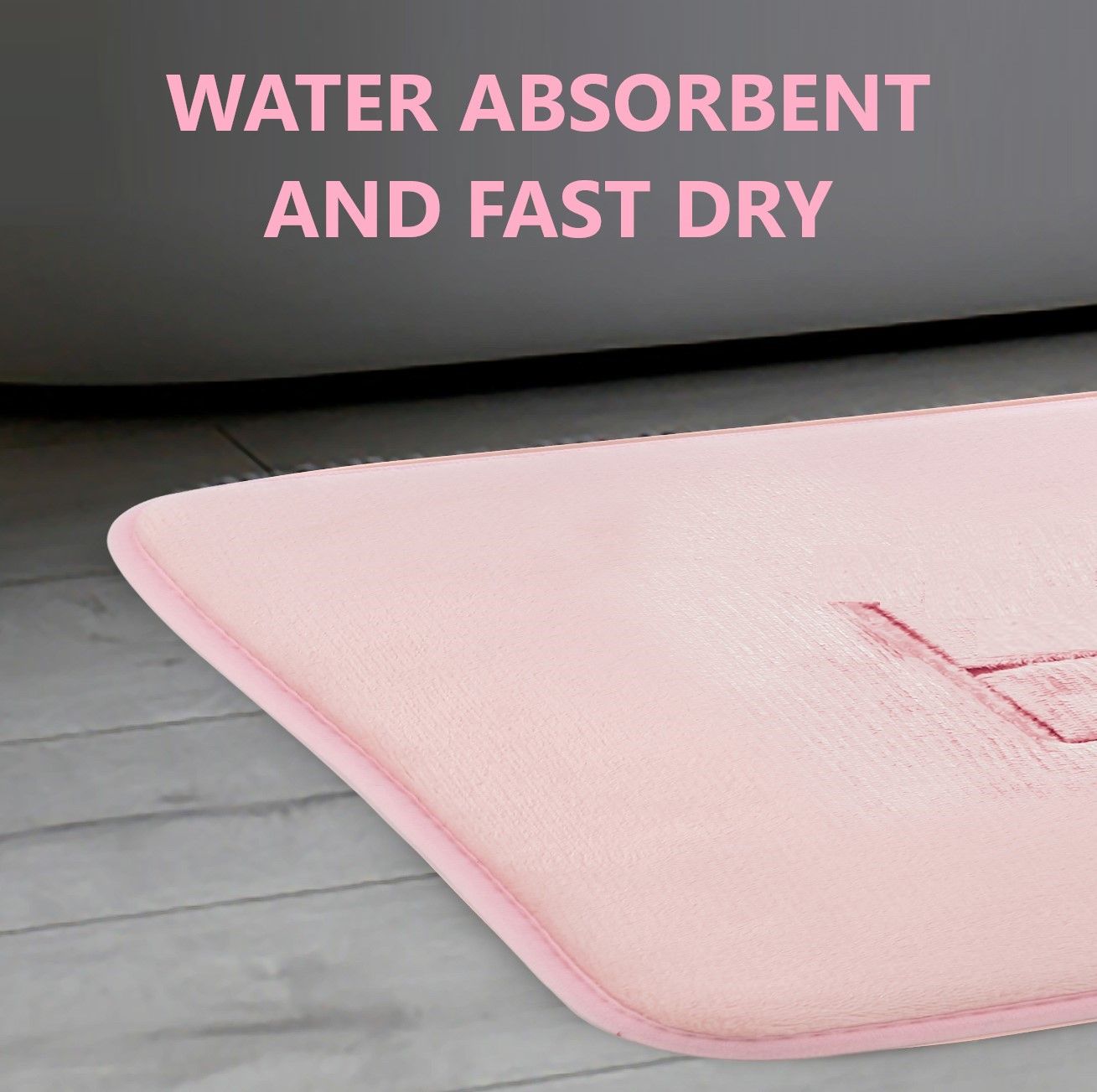 Extra Thick Memory Foam Bath Rug Mat in pink, featuring a luxurious velvet top layer and durable construction, perfect for bathroom comfort.