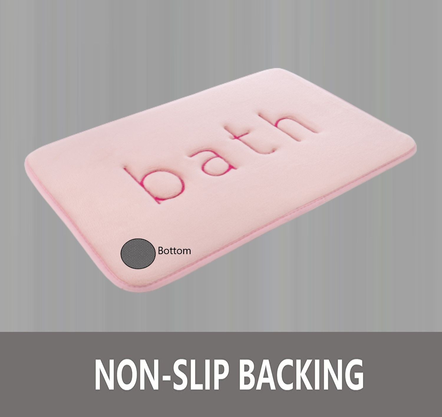 Extra Thick Memory Foam Bath Rug Mat in pink, featuring a luxurious velvet top layer and durable construction, perfect for bathroom comfort.