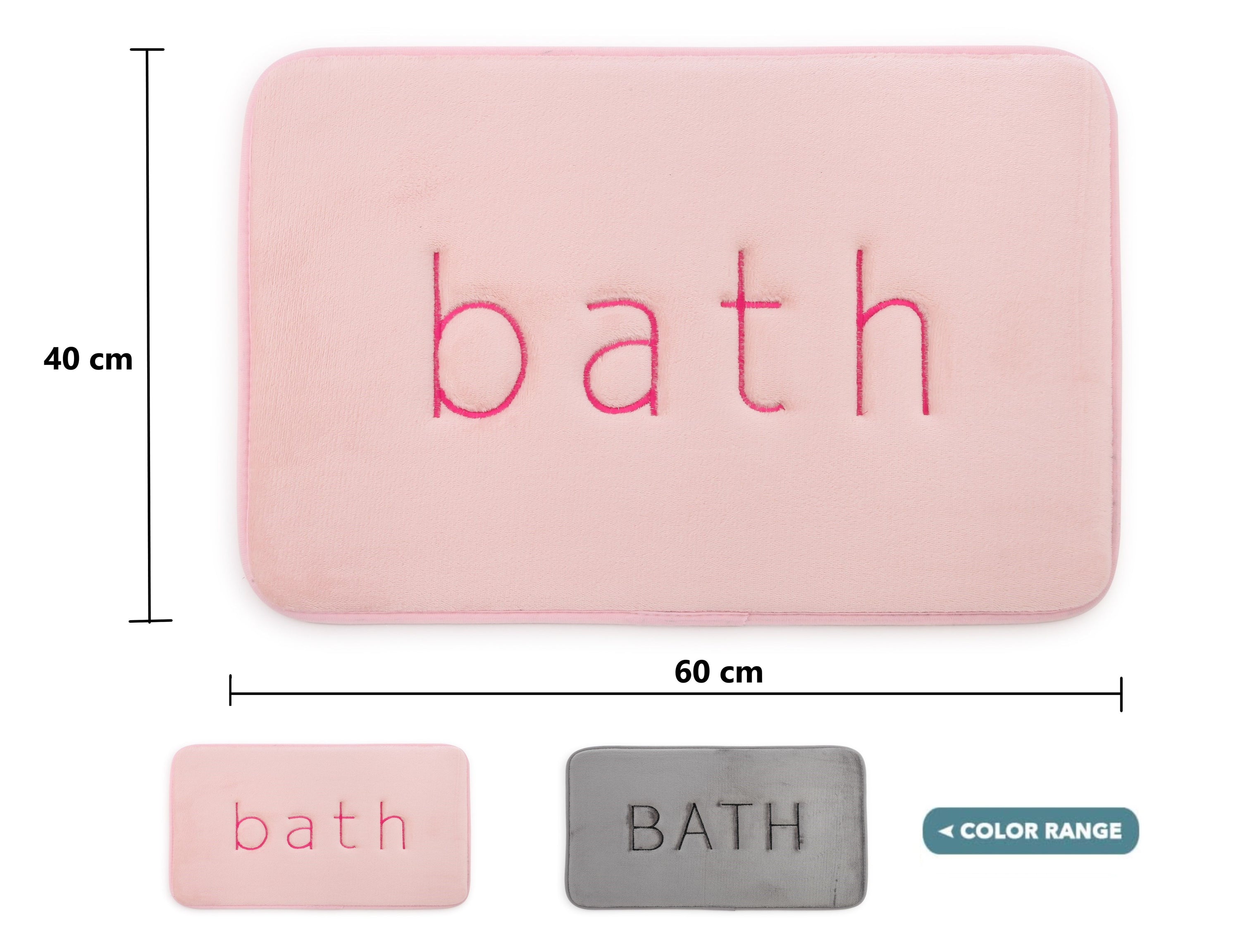 Extra Thick Memory Foam Bath Rug Mat in pink, featuring a luxurious velvet top layer and durable construction, perfect for bathroom comfort.