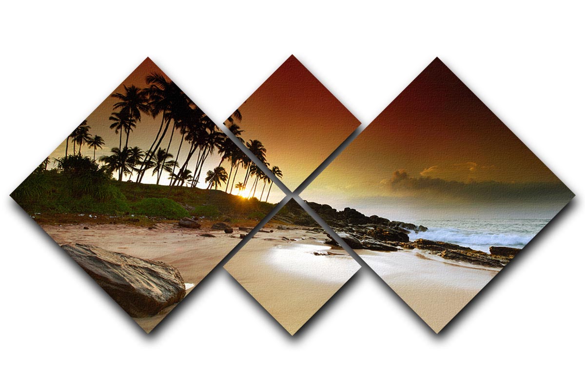 A stunning 4 square multi-panel canvas featuring a vivid sunrise, showcasing vibrant colors and intricate details across four individual panels.