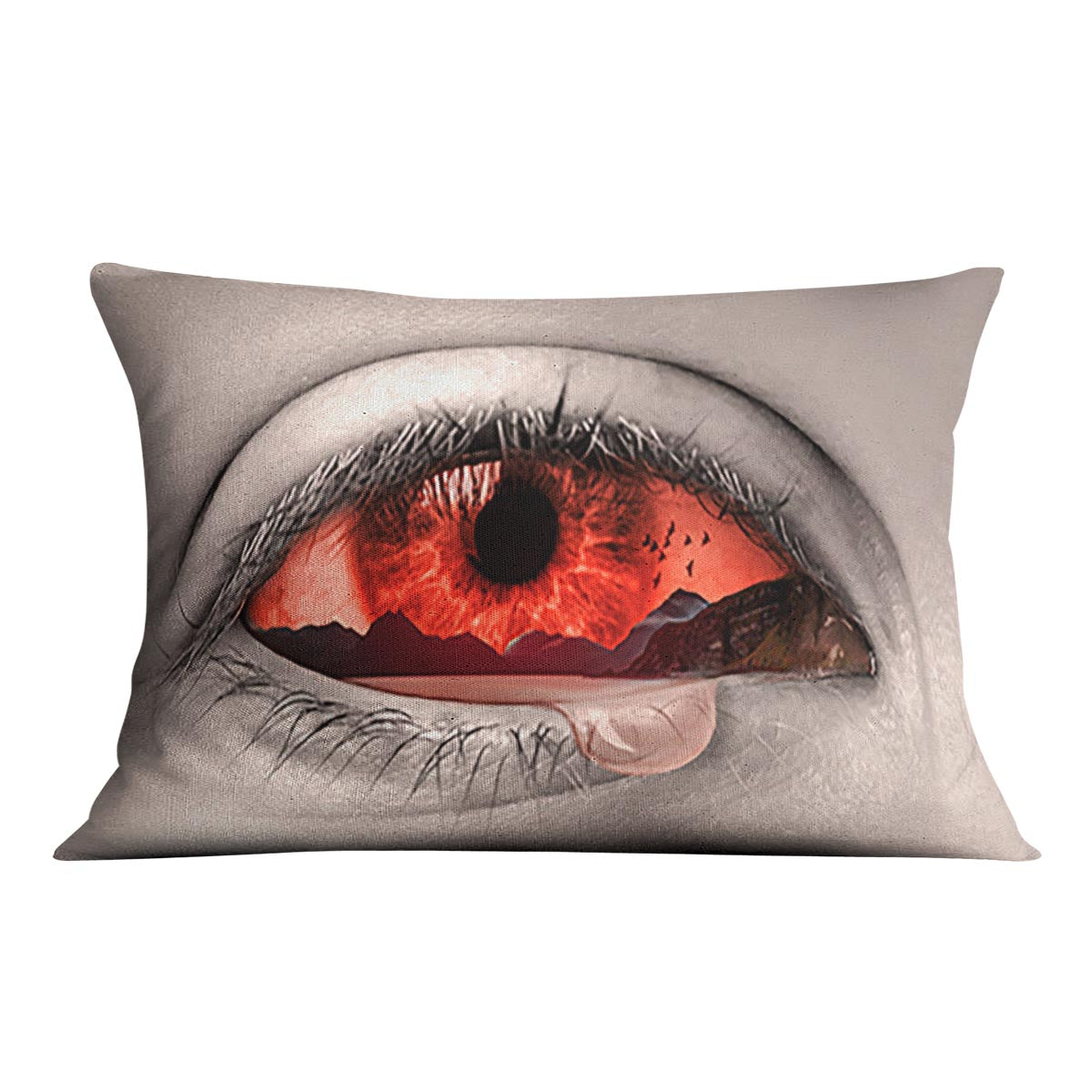Eye Of Nature Cushion featuring vibrant abstract designs on luxurious vegan faux suede, showcasing its plush filling and handmade quality.