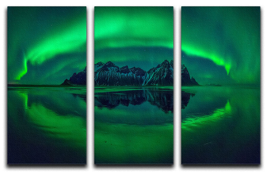 Eye of Stokksnes 3 Split Panel Canvas Print showcasing stunning landscape art in three panels.