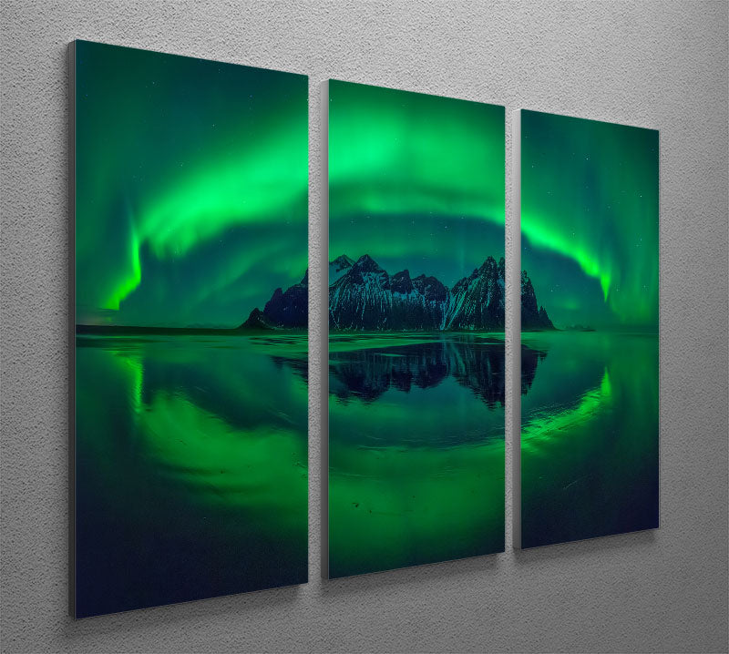 Eye of Stokksnes 3 Split Panel Canvas Print showcasing stunning landscape art in three panels.