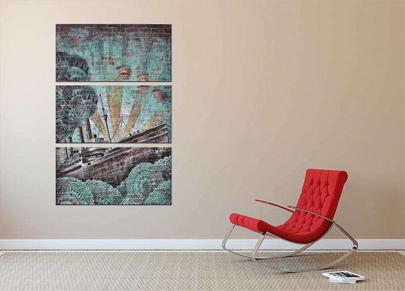 Eye Of The Storm Graffiti 3 Split Panel Canvas Print featuring vibrant colors and abstract design, perfect for modern decor.