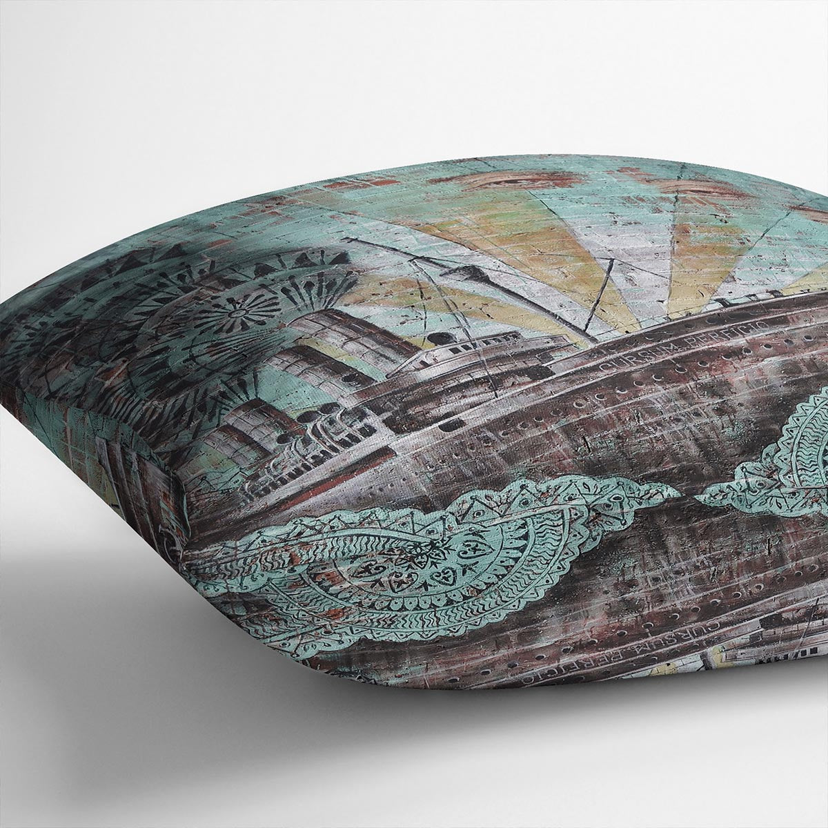 Eye Of The Storm Graffiti Cushion featuring vibrant abstract design on luxurious vegan faux suede.