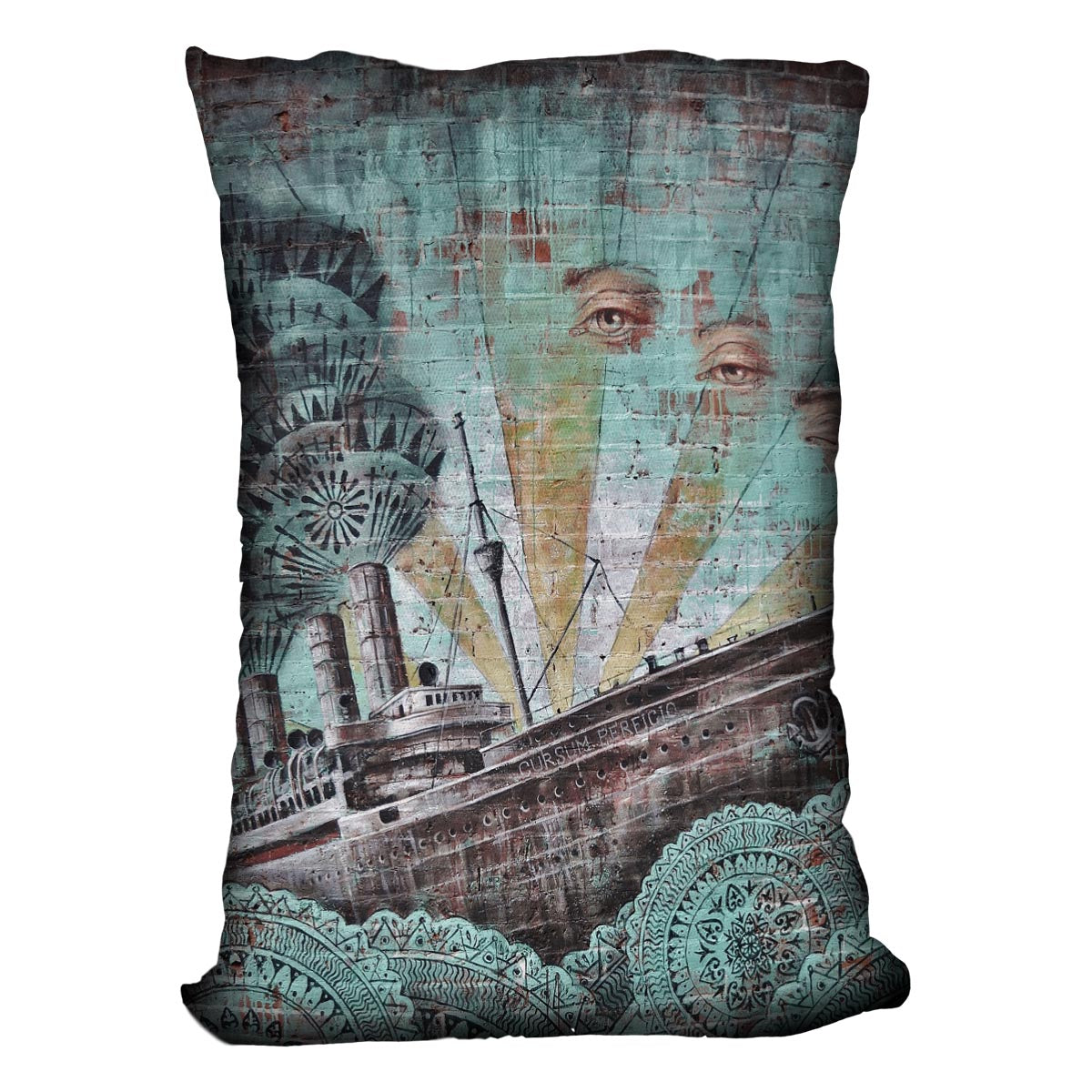 Eye Of The Storm Graffiti Cushion featuring vibrant abstract design on luxurious vegan faux suede.