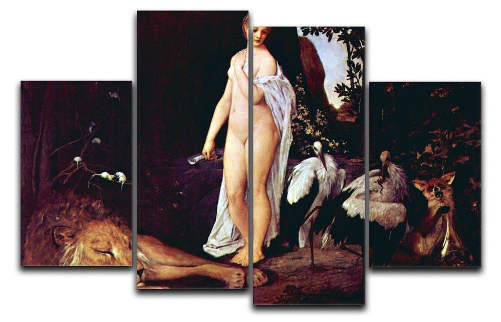 Fable by Klimt 4 Split Panel Canvas artwork showcasing vibrant colors and intricate designs across four panels.