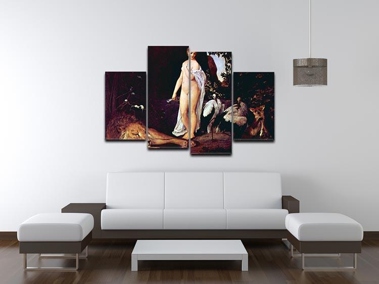 Fable by Klimt 4 Split Panel Canvas artwork showcasing vibrant colors and intricate designs across four panels.