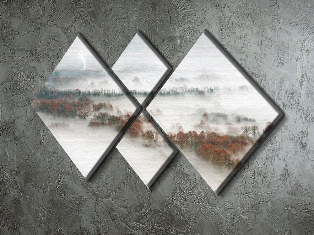Factory Fog 4 Square Multi Panel Canvas artwork featuring four equal square sections, creating a harmonious and striking visual effect.
