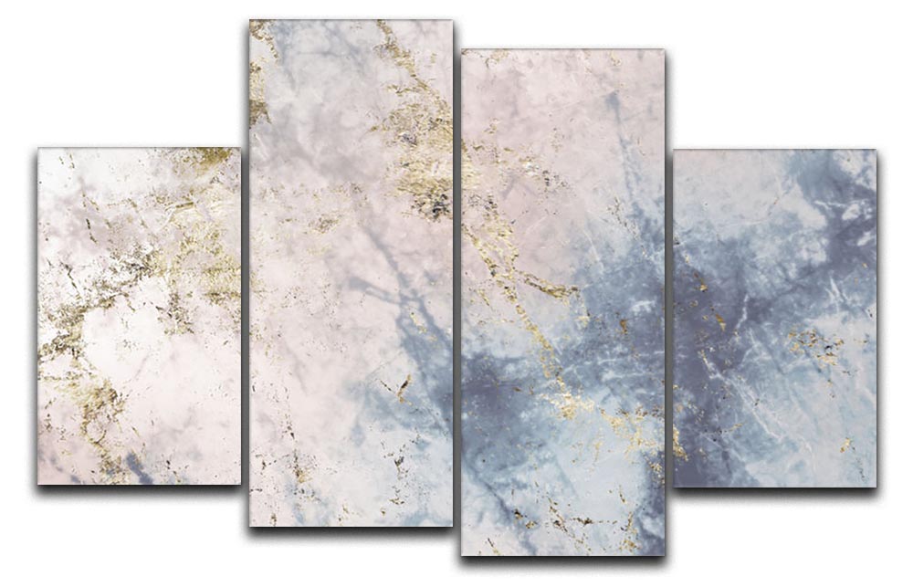Faded Marble 4 Split Panel Canvas artwork showcasing a modern design with a marble pattern divided into four sections.