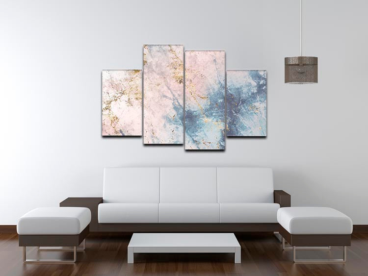 Faded Marble 4 Split Panel Canvas artwork showcasing a modern design with a marble pattern divided into four sections.