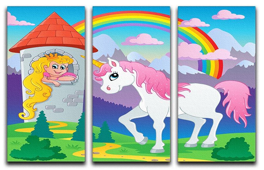 A beautiful 3-panel canvas print featuring a whimsical unicorn theme, perfect for enhancing home decor.