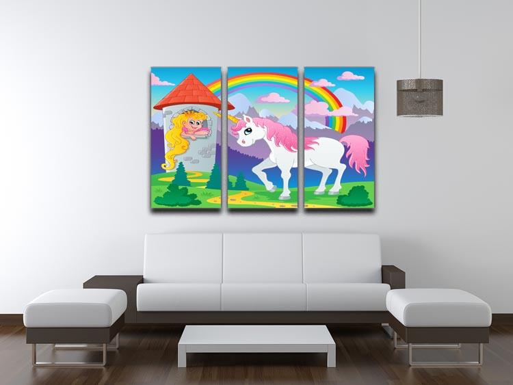 A beautiful 3-panel canvas print featuring a whimsical unicorn theme, perfect for enhancing home decor.