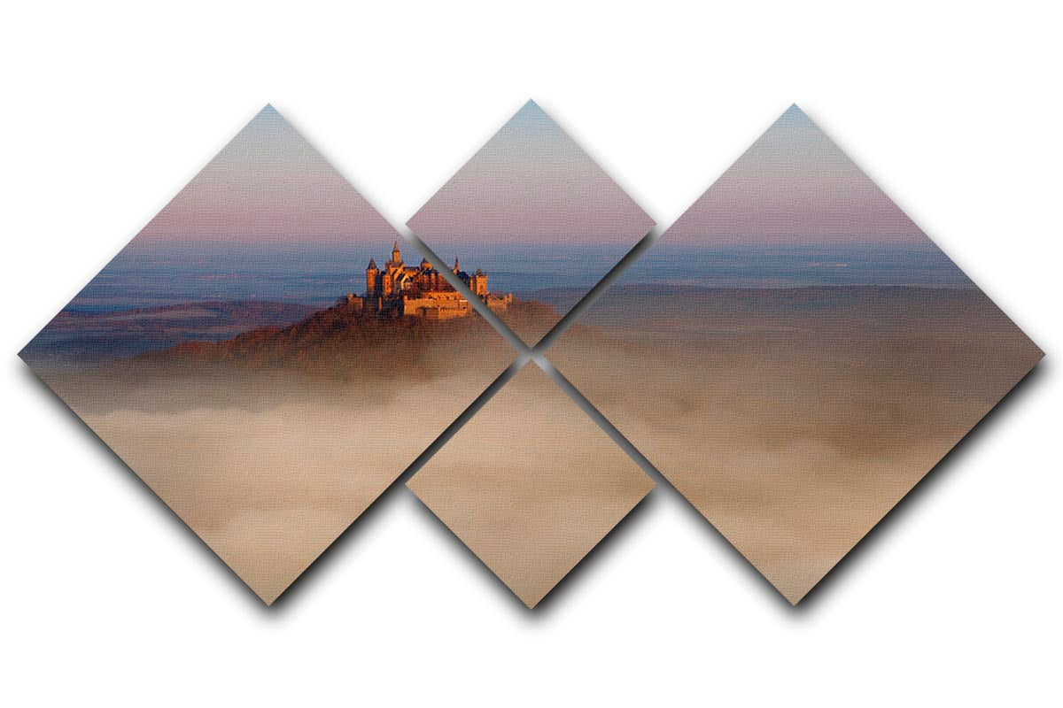 A beautiful 4-square canvas artwork depicting the Fairytale Castle Hohenzollern, showcasing vibrant colors and intricate details.