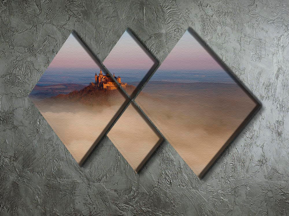 A beautiful 4-square canvas artwork depicting the Fairytale Castle Hohenzollern, showcasing vibrant colors and intricate details.