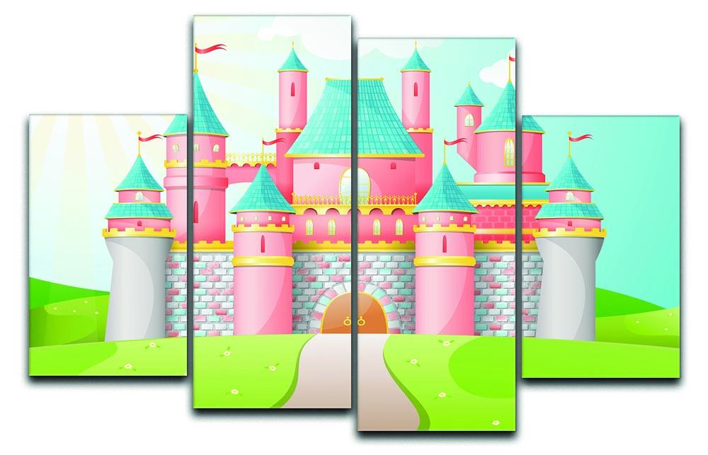 A beautiful 4-split canvas artwork featuring a whimsical FairyTale castle illustration, perfect for home decor.