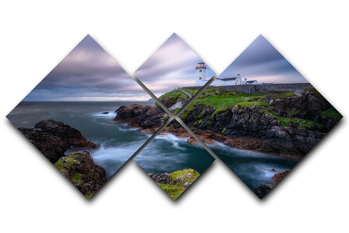 Fanad Head Lighthouse 4 Square Multi Panel Canvas artwork featuring a stunning coastal scene divided into four equal panels.