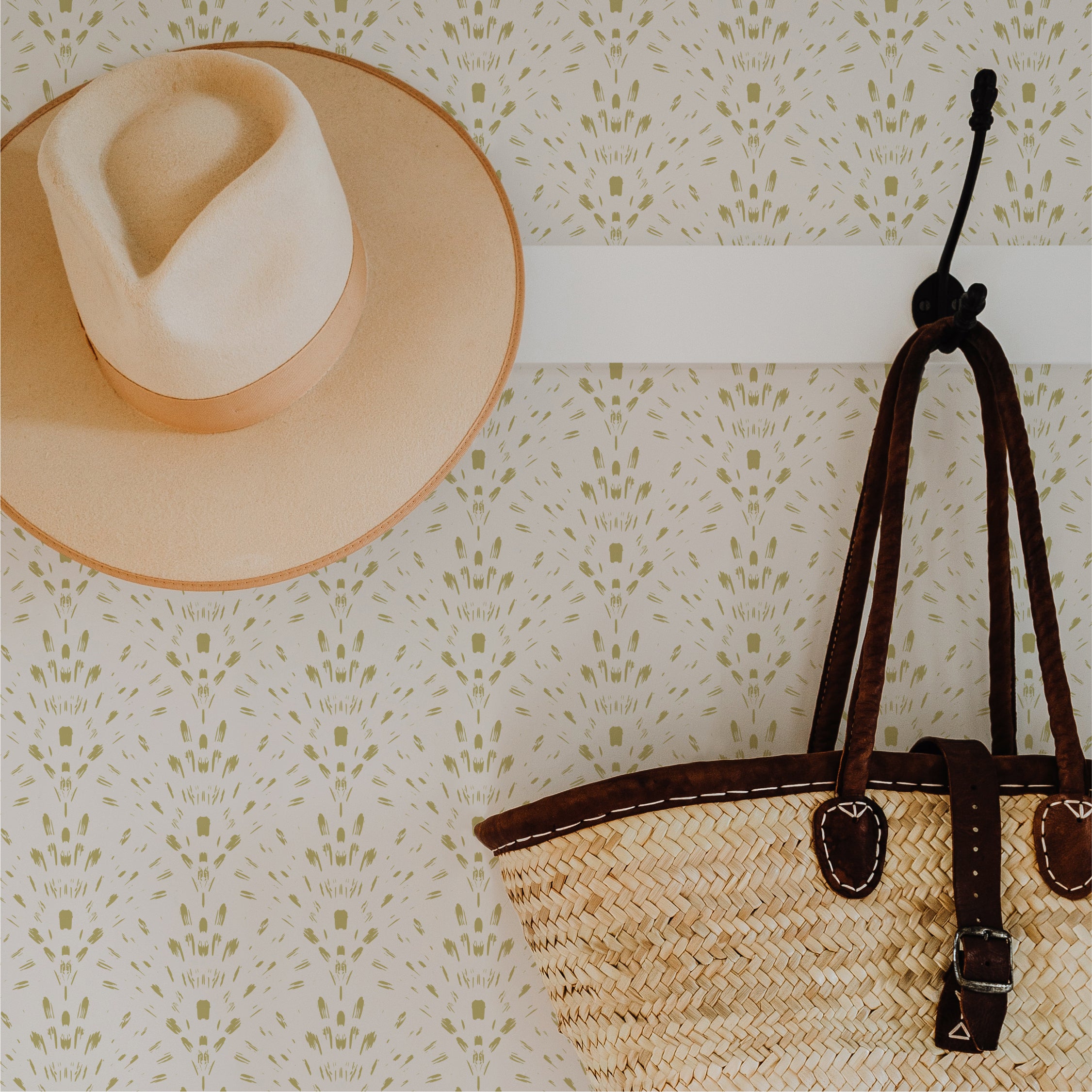 Fanweave Gold Wallpaper featuring a modern design with vibrant colors and patterns, perfect for home decor.