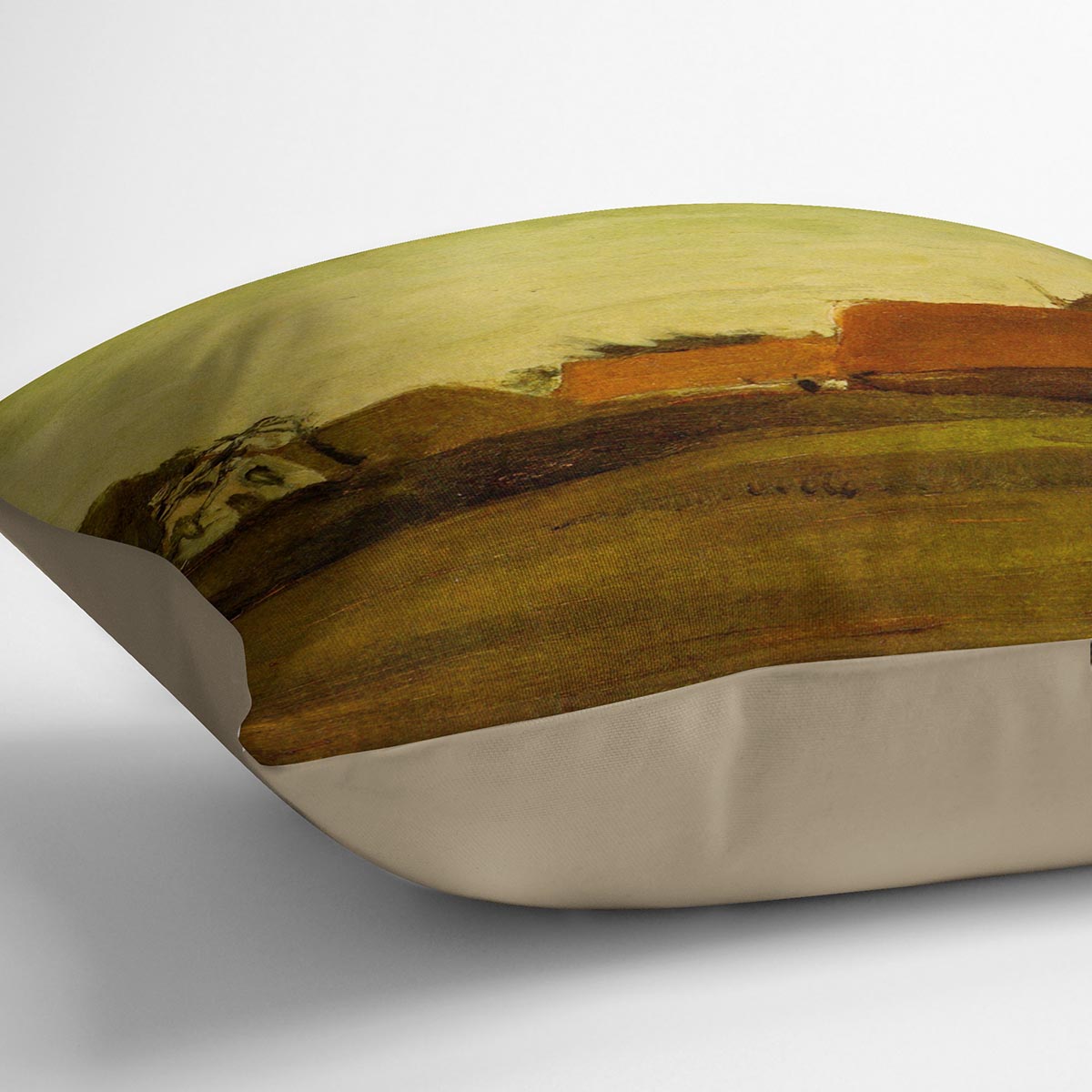 Vibrant abstract cushion featuring Van Gogh's Farmhouses in Loosduinen design, showcasing rich colors and luxurious texture.