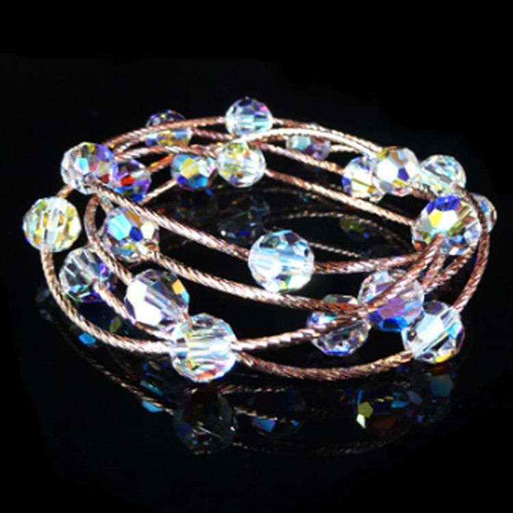 Fashion Atmosphere Crystal Bracelet featuring blue crystals and geometric design, perfect for women's fashion.