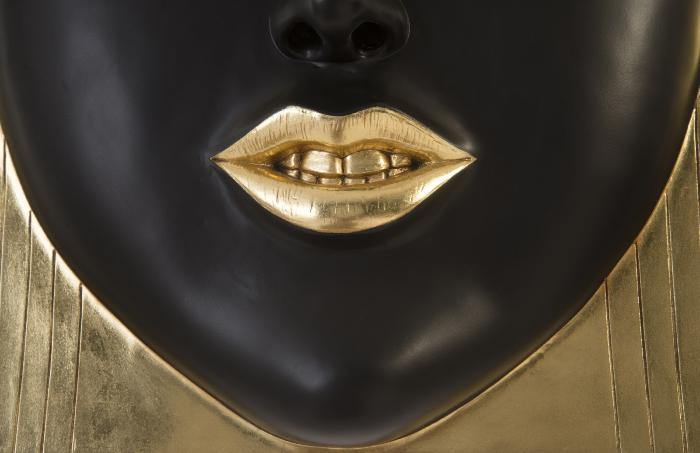 Large Fashion Faces Wall Art featuring a stylish black and gold leaf design, showcasing unique lip positions for modern decor.