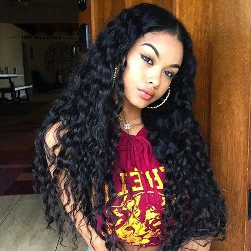 Fashion Natural Soft Black Curly Wavy Long Wig with Baby Hair, showcasing its soft texture and natural look.