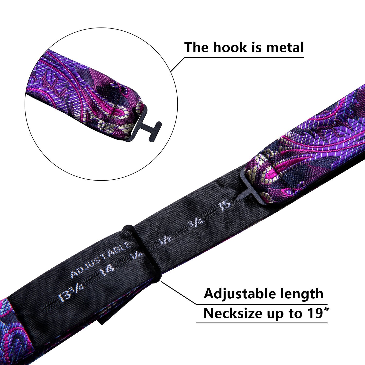 Luxury Purple Paisley Silk Self Bow Tie Set with matching handkerchief, showcasing elegant design and high-quality silk material.