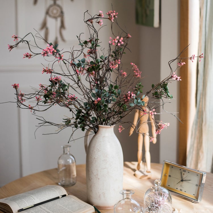 Faux Artificial Colorful Baby's-Breath Vine Stem, 27 inches tall, featuring vibrant blue, pink, white, and yellow flowers for elegant decor.