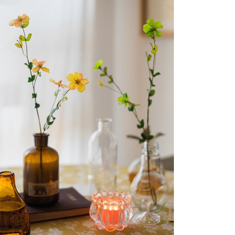 20-inch tall Faux Artificial Silk Gaura Flower Stem in vibrant green, orange, white, and yellow colors, showcasing its realistic design.