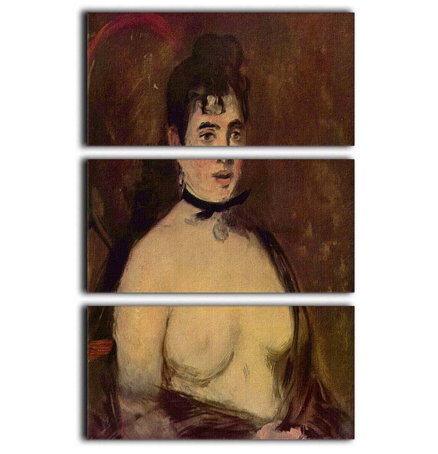 Three-panel canvas print featuring Female Act by Manet, showcasing elegant art for home decor.