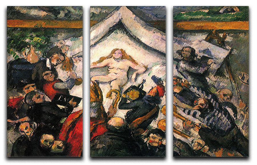 Three-panel canvas print featuring Female by Cezanne, showcasing vibrant colors and intricate details, perfect for home decor.