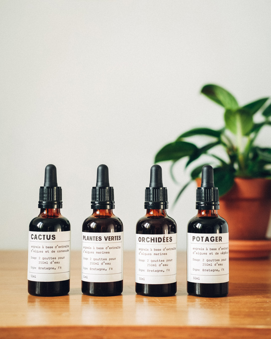 Botella de fertilizante natural para huerto, con etiqueta colorida y diseño atractivo, ideal para cultivo de verduras y hierbas.