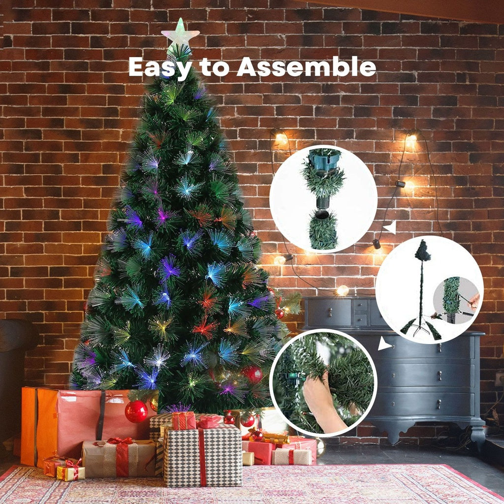 Festiss 2.1m Fiber Optic Artificial Christmas Tree with lush foliage and glowing lights, perfect for holiday decorations.