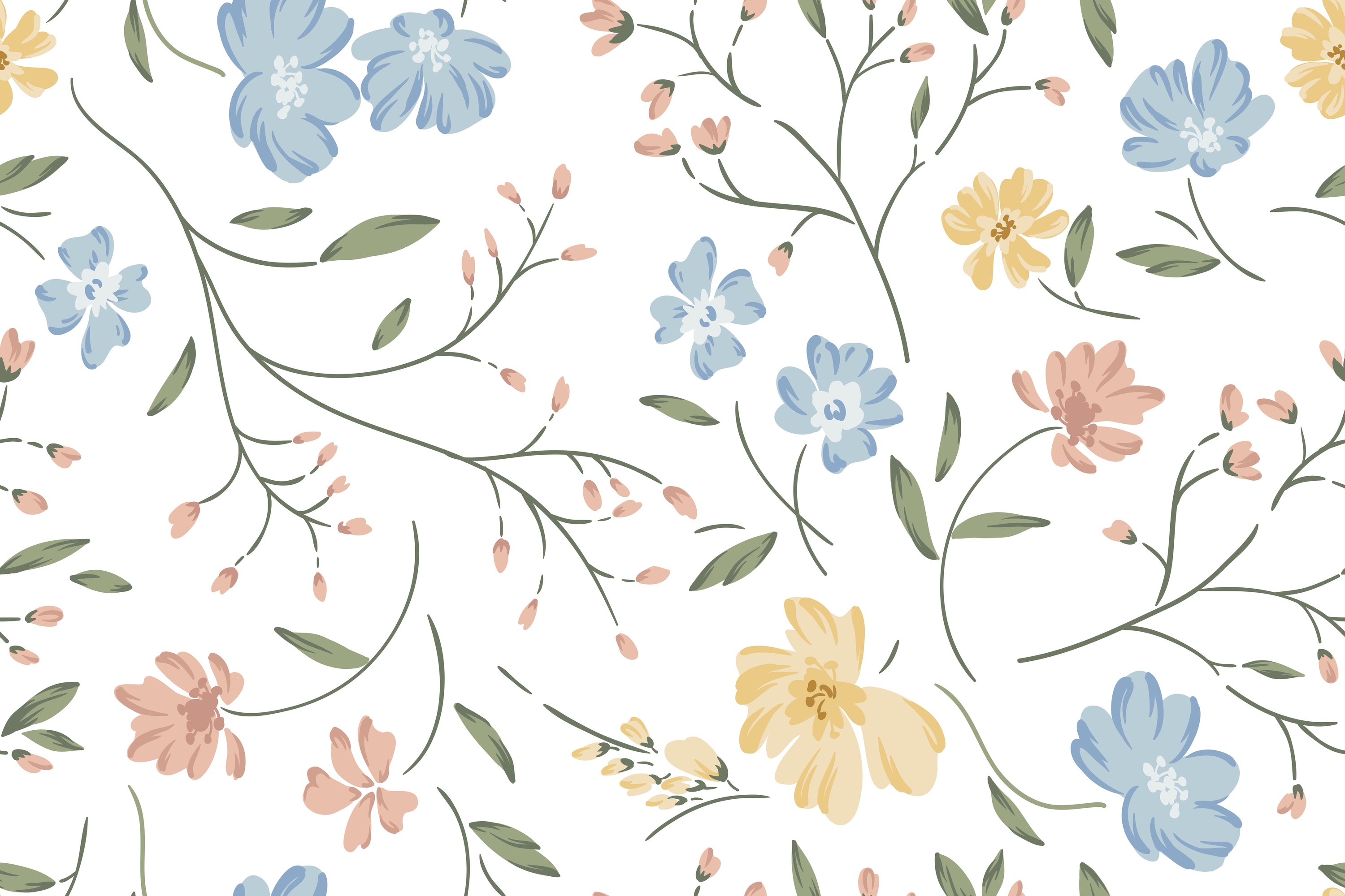 Field of Flowers Wallpaper featuring vibrant floral patterns and colors, perfect for home decor.