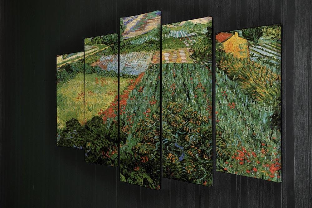 Field with Poppies by Van Gogh displayed on a 5 split panel canvas, showcasing vibrant colors and intricate details.