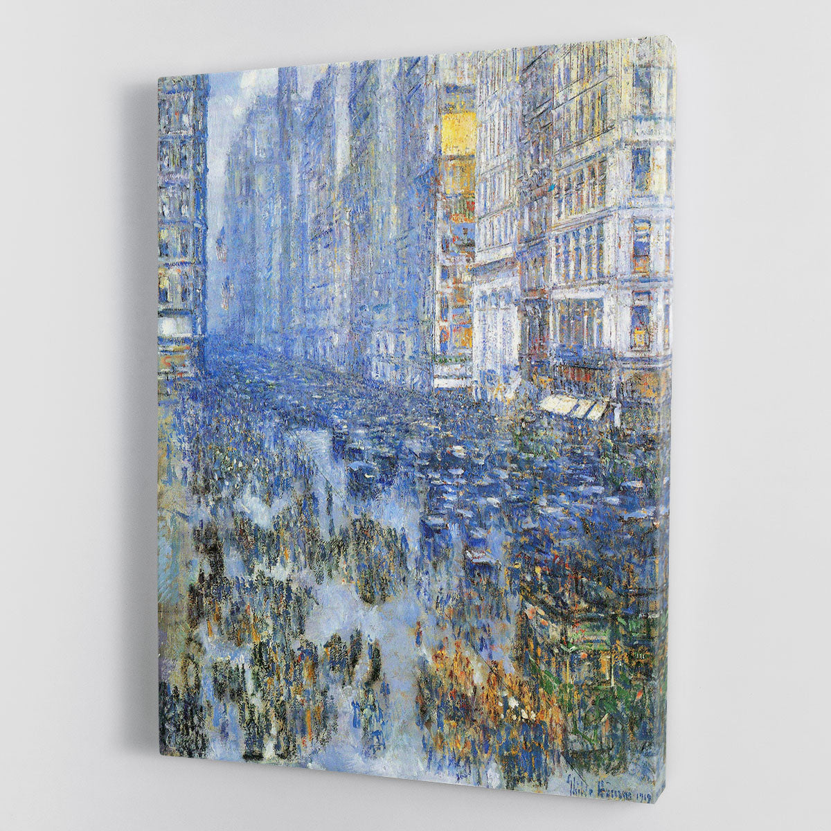 Fifth Avenue by Hassam canvas print showcasing vibrant urban scenery with impressionist style.
