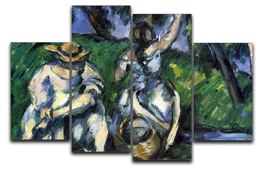A stunning 4-split canvas artwork featuring figures by Cezanne, showcasing vibrant colors and intricate details across four panels.
