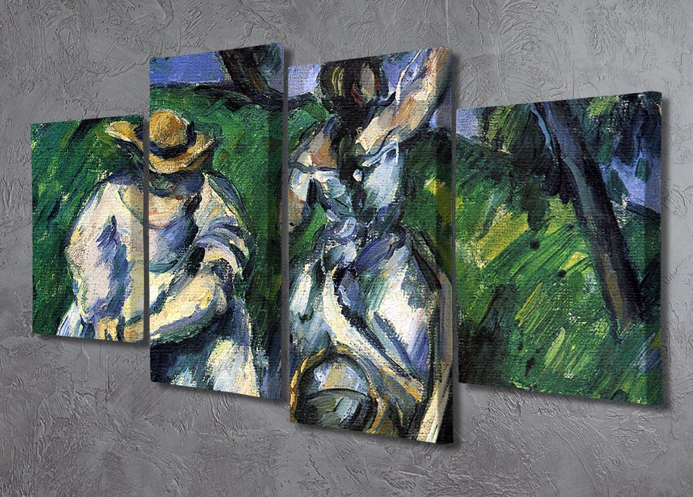 A stunning 4-split canvas artwork featuring figures by Cezanne, showcasing vibrant colors and intricate details across four panels.