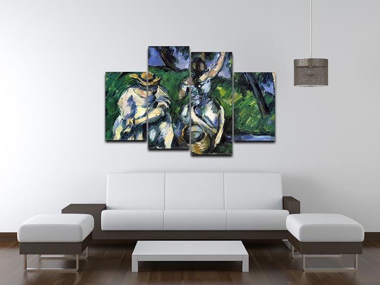 A stunning 4-split canvas artwork featuring figures by Cezanne, showcasing vibrant colors and intricate details across four panels.